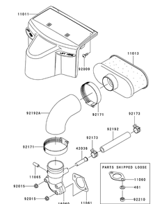Kawasaki Fr651v-As05 Air Filter And Muffler Diagram and Parts List for Z-FORCES48 (17AI5BHB-17AI5BHB010)(2013) Cub Cadet Lawn Tractor